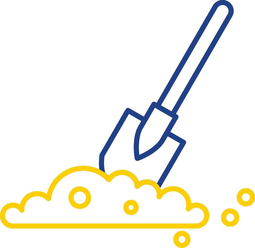 Shovel In Soil Line Two Color Icon vector