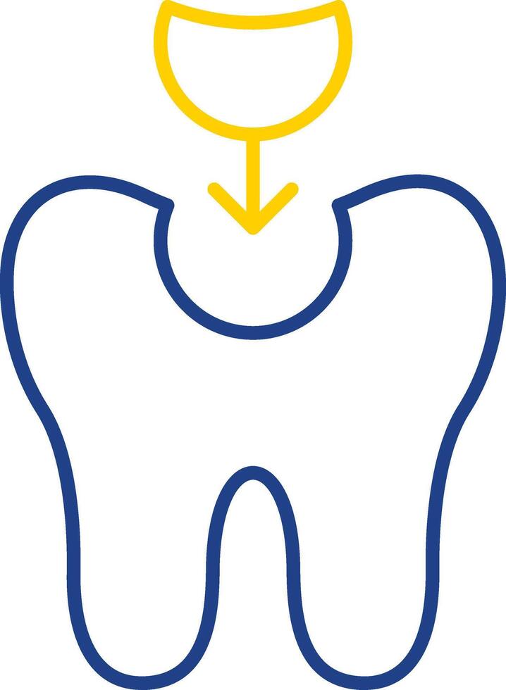 diente relleno línea dos color icono vector