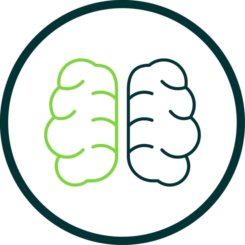 brain Line Circle Icon vector