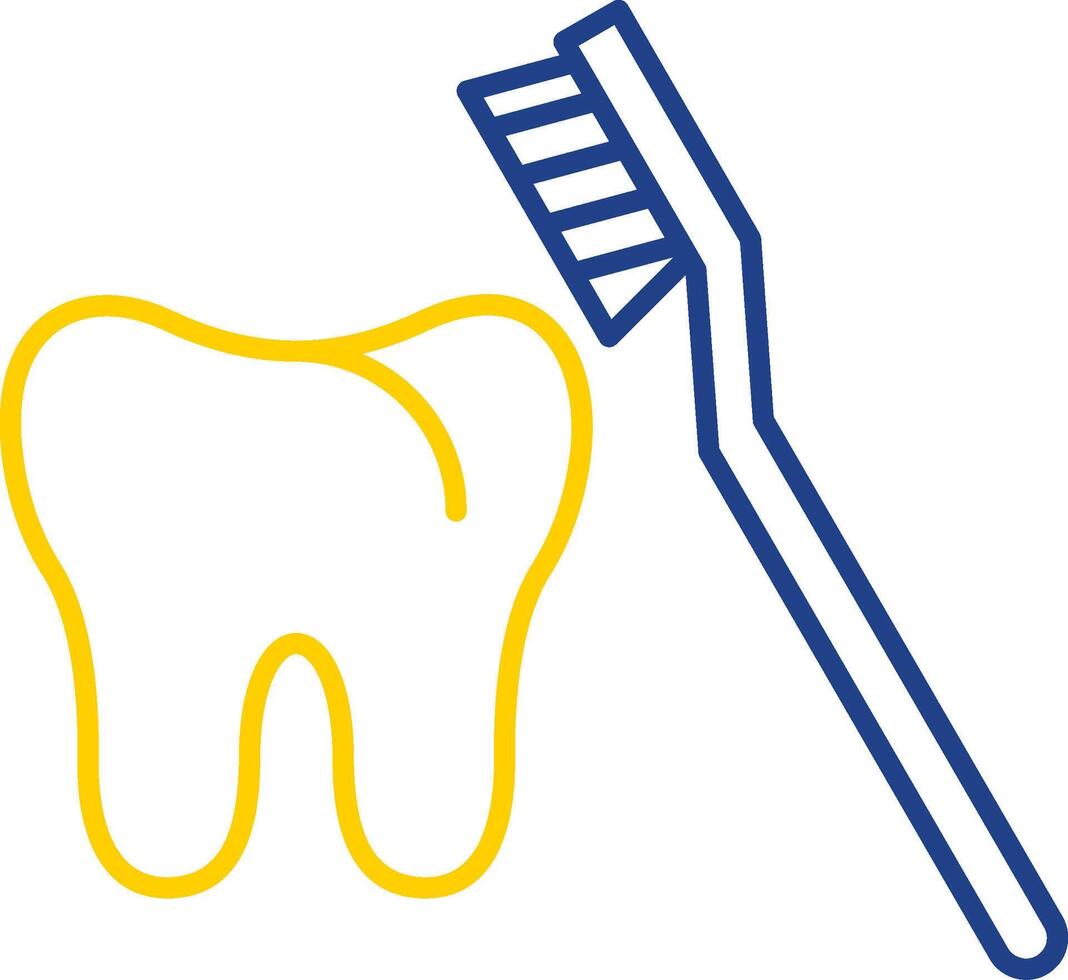 icono de dos colores de línea de cepillo de dientes vector