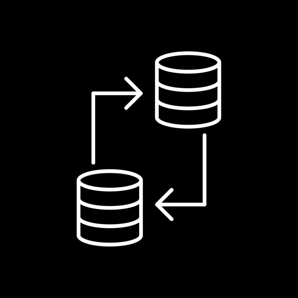 icono de línea de transferencia de datos invertida vector