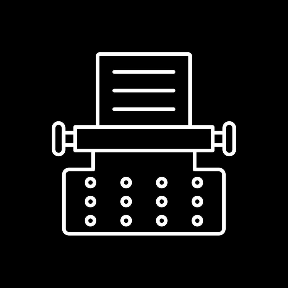 Typewriter Line Inverted Icon vector