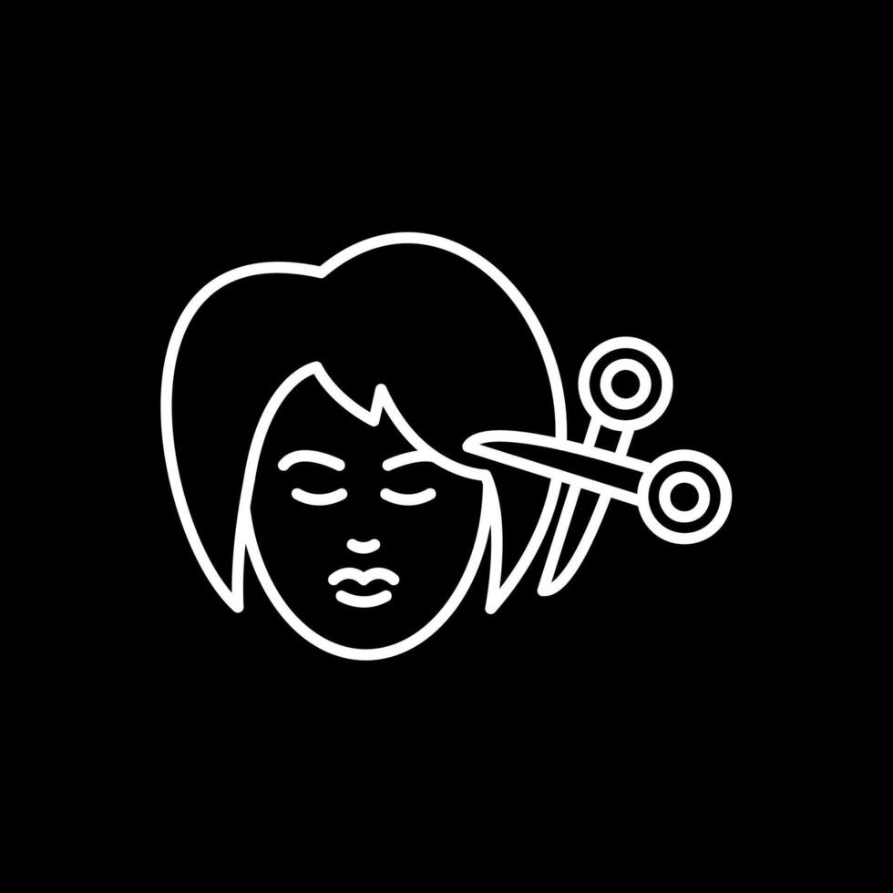 mujer pelo línea invertido icono vector