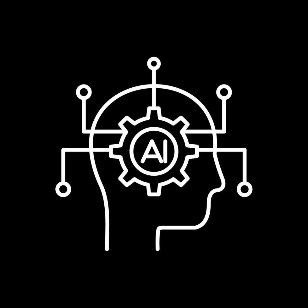 Artificial Intelligence Line Inverted Icon vector