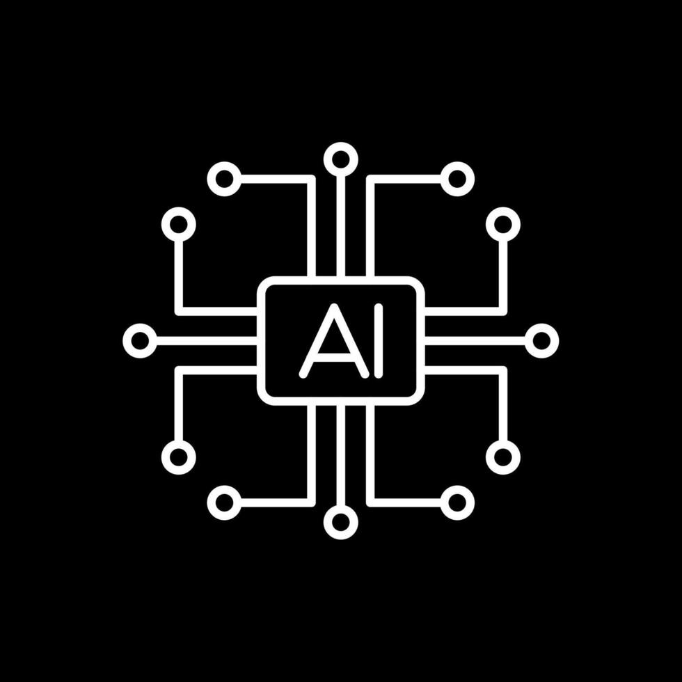 artificial inteligencia línea invertido icono vector