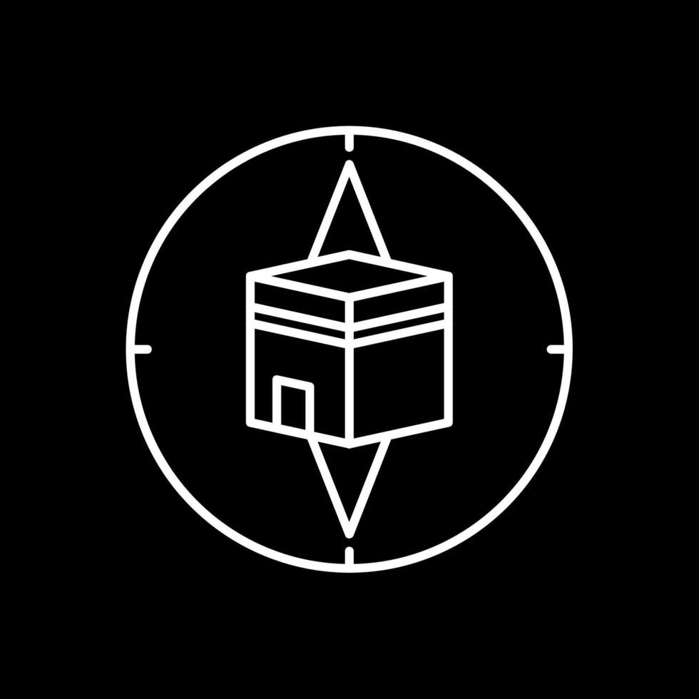Qibla Compass Line Inverted Icon vector