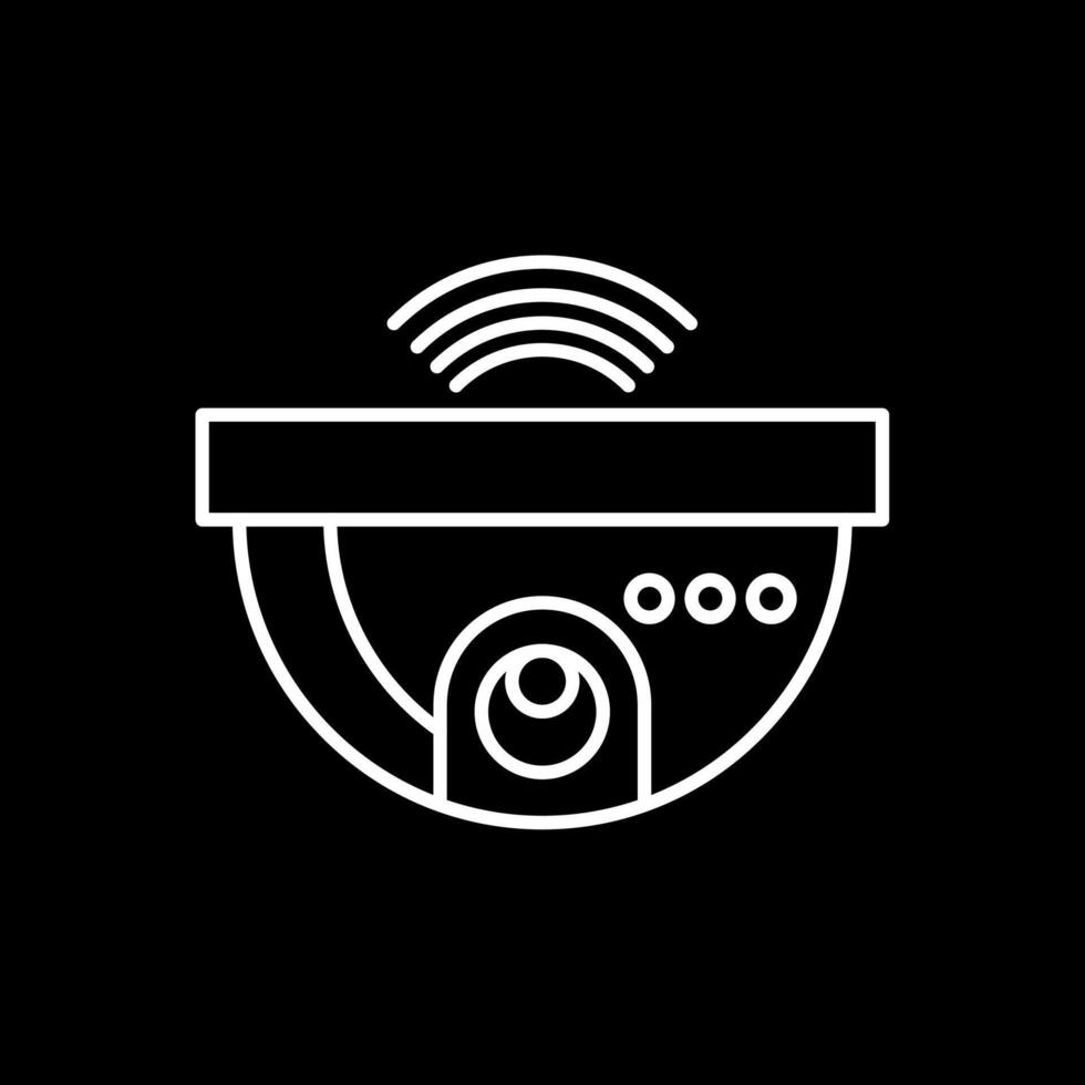 icono de línea invertida cctv vector