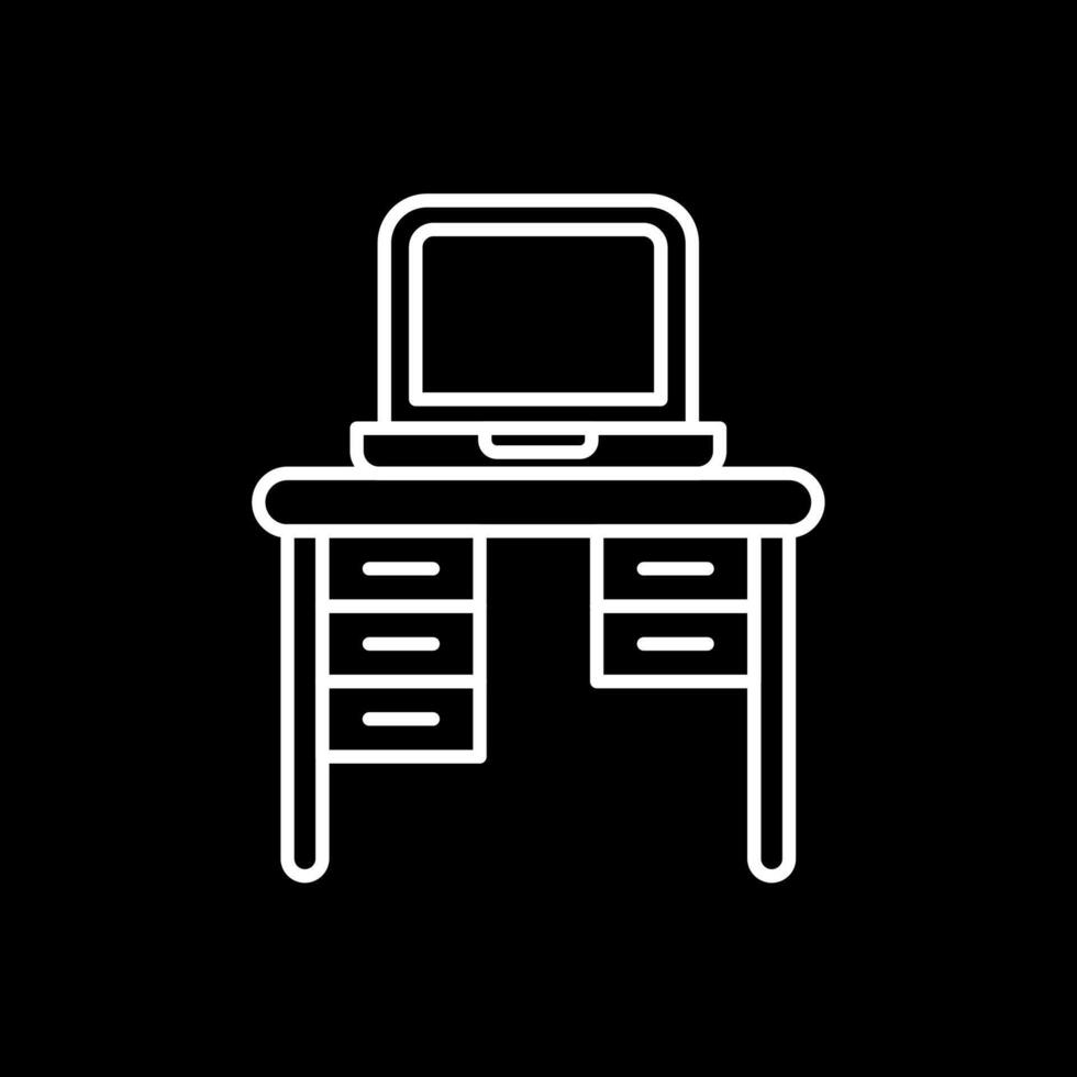 Office Desk Line Inverted Icon vector