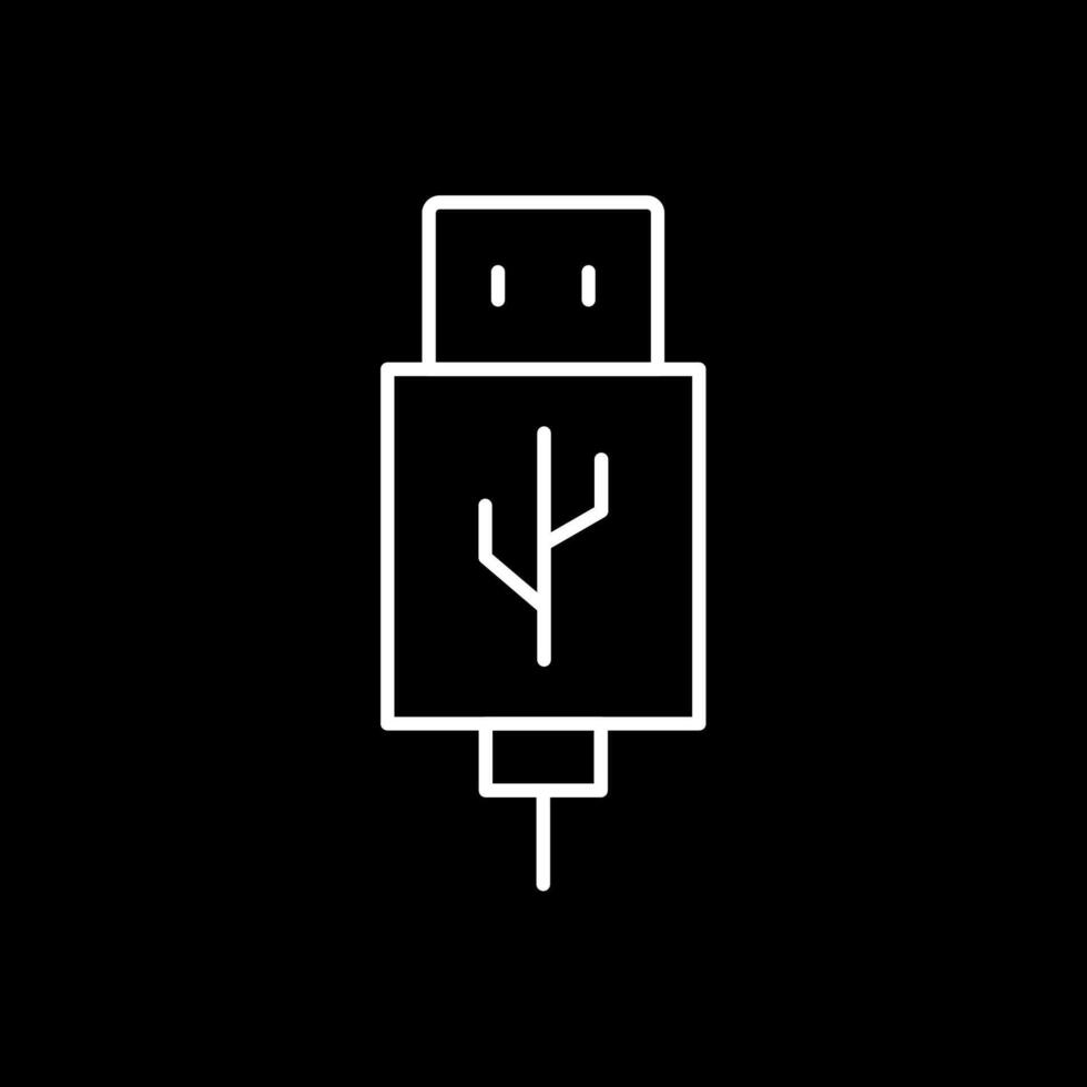 USB línea invertido icono vector