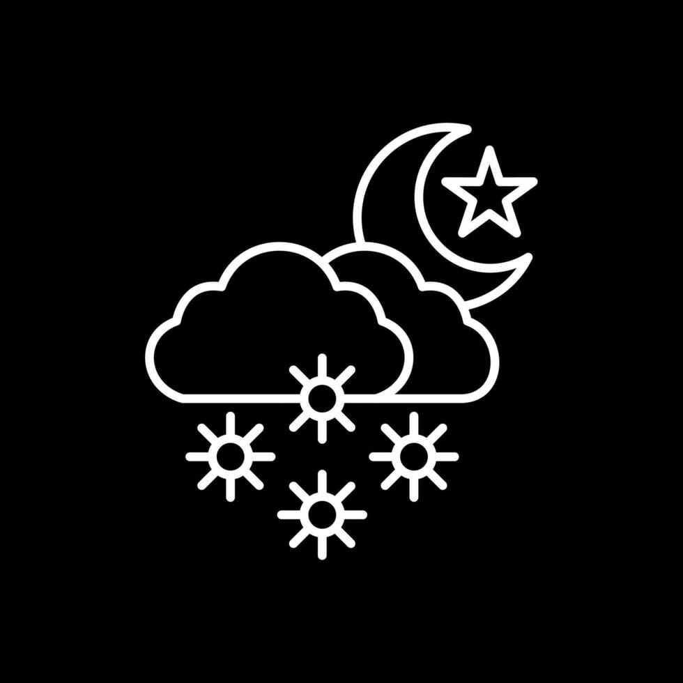 noche nieve línea invertido icono vector