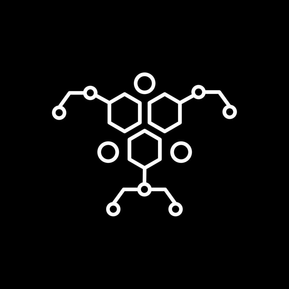 icono de línea de molécula invertida vector