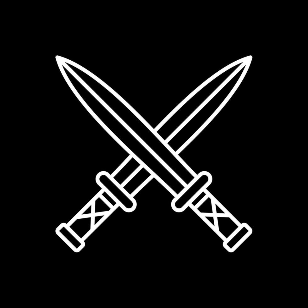 Two Swords Line Inverted Icon vector