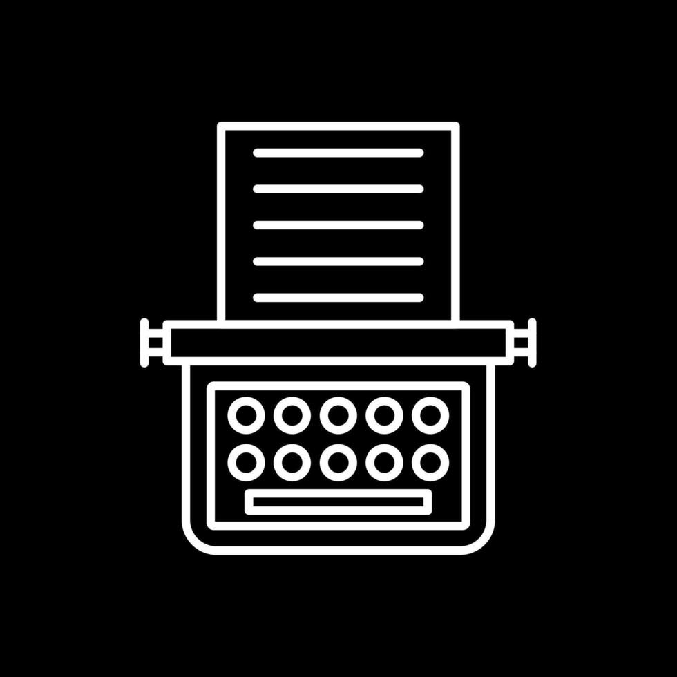 Typewriter Line Inverted Icon vector