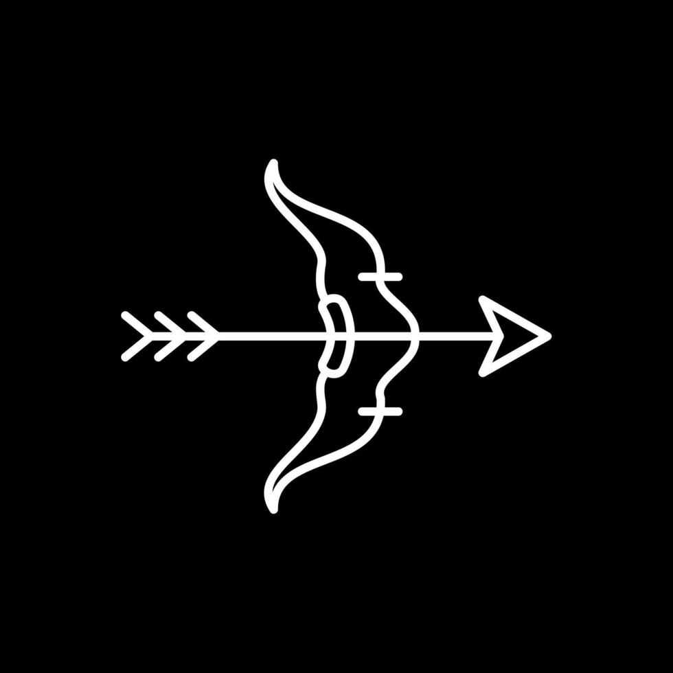 arco y flecha línea invertido icono vector