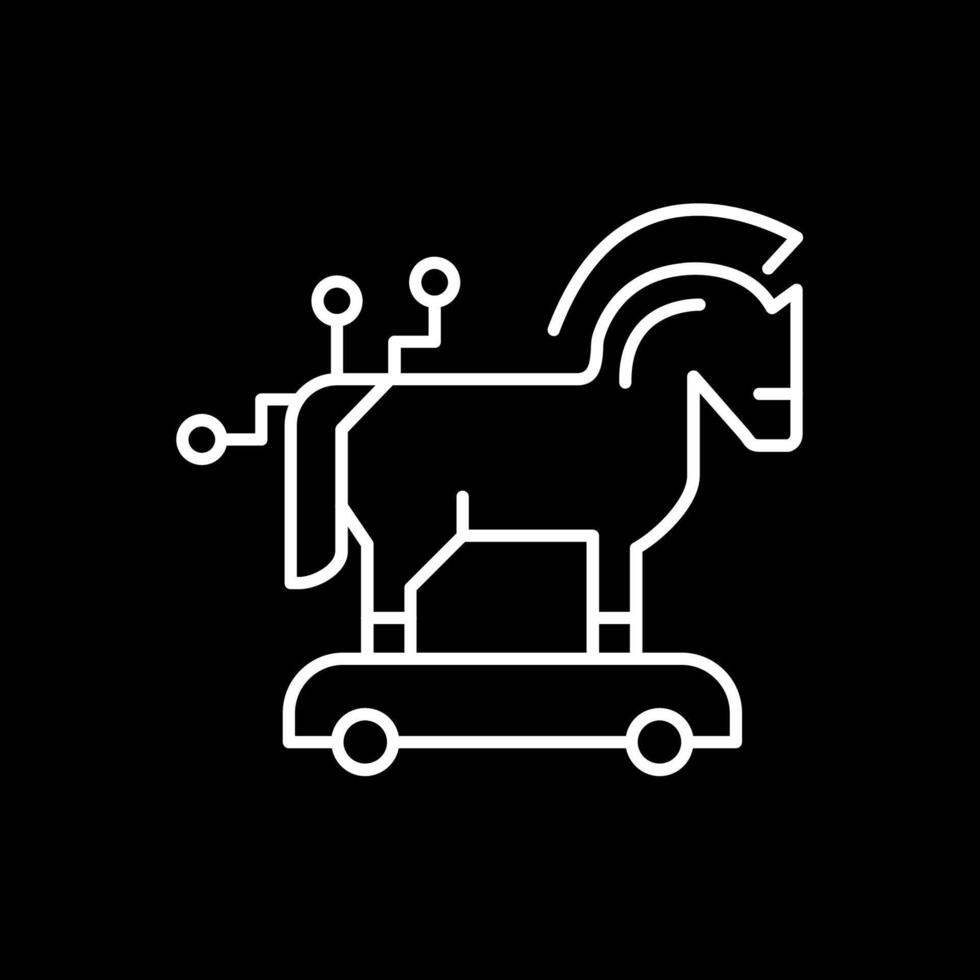 troyano caballo línea invertido icono vector