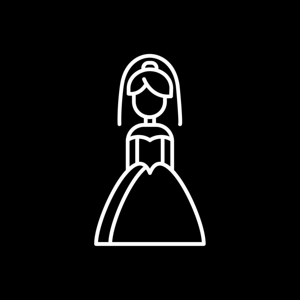 icono de línea de novia invertida vector