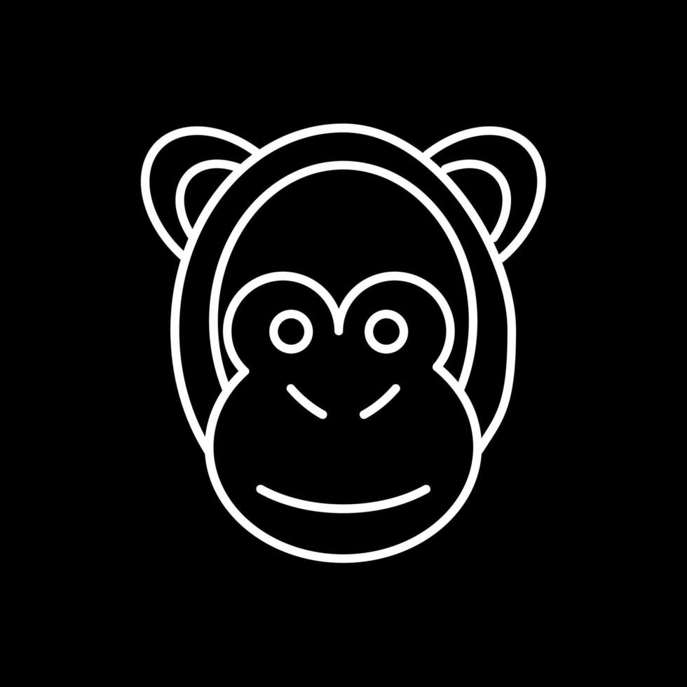Monkey Line Inverted Icon vector
