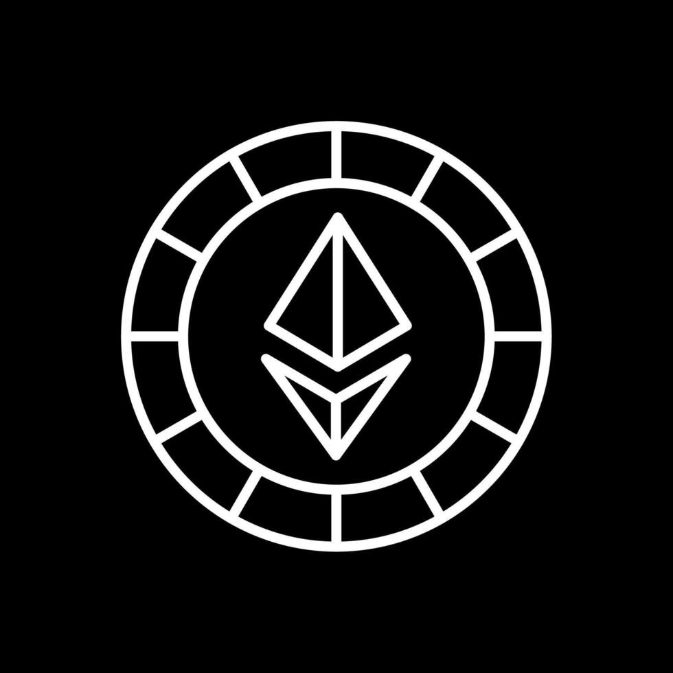 Ethereum Coins Line Inverted Icon vector