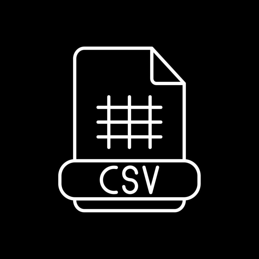 icono de línea invertida csv vector