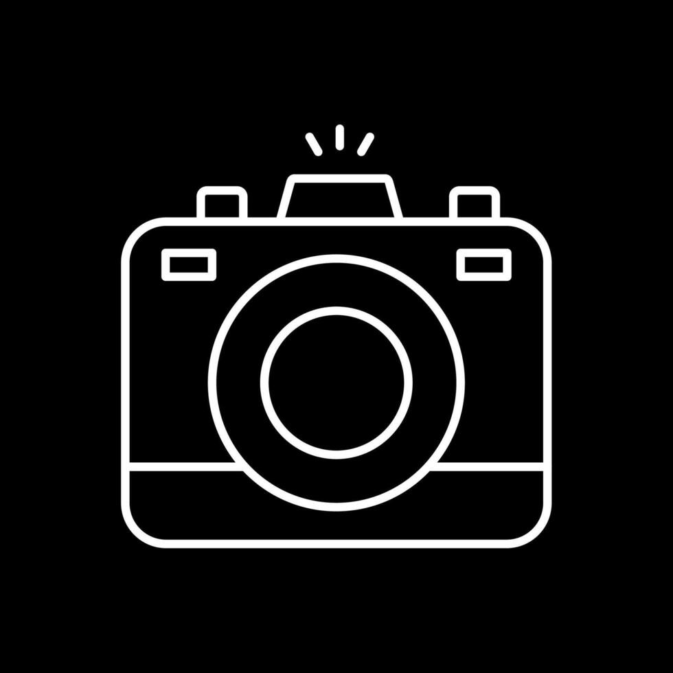 icono de línea de cámara fotográfica invertida vector