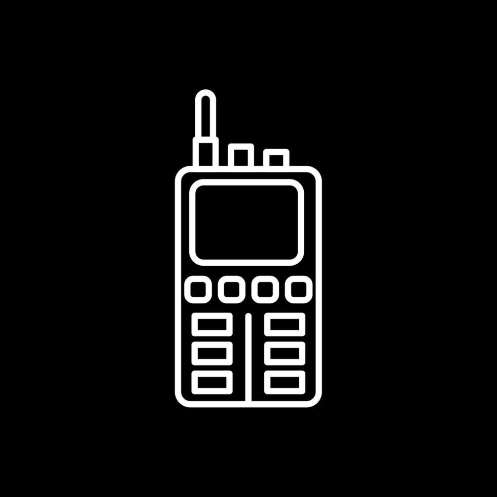 icono de línea invertida de walkie talkie vector