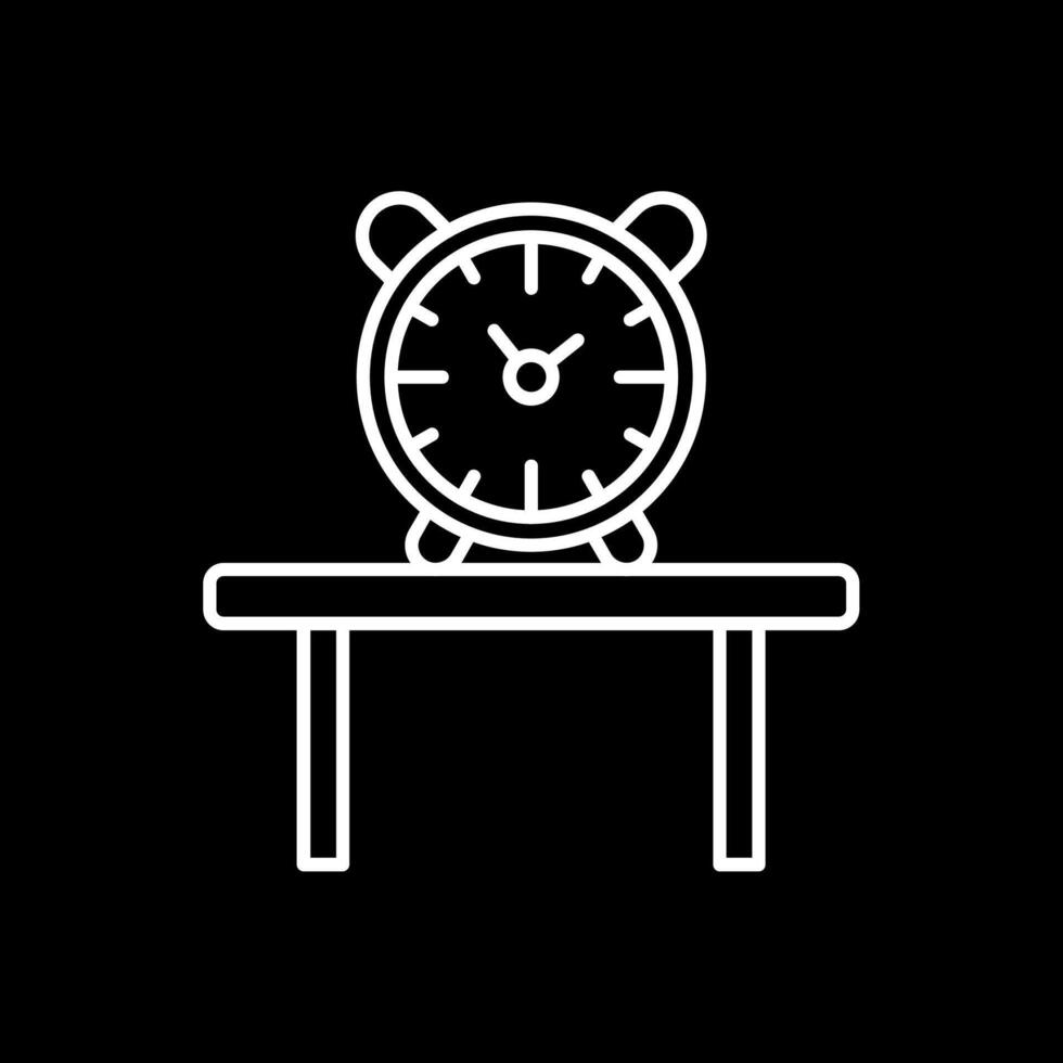 mesa reloj línea invertido icono vector