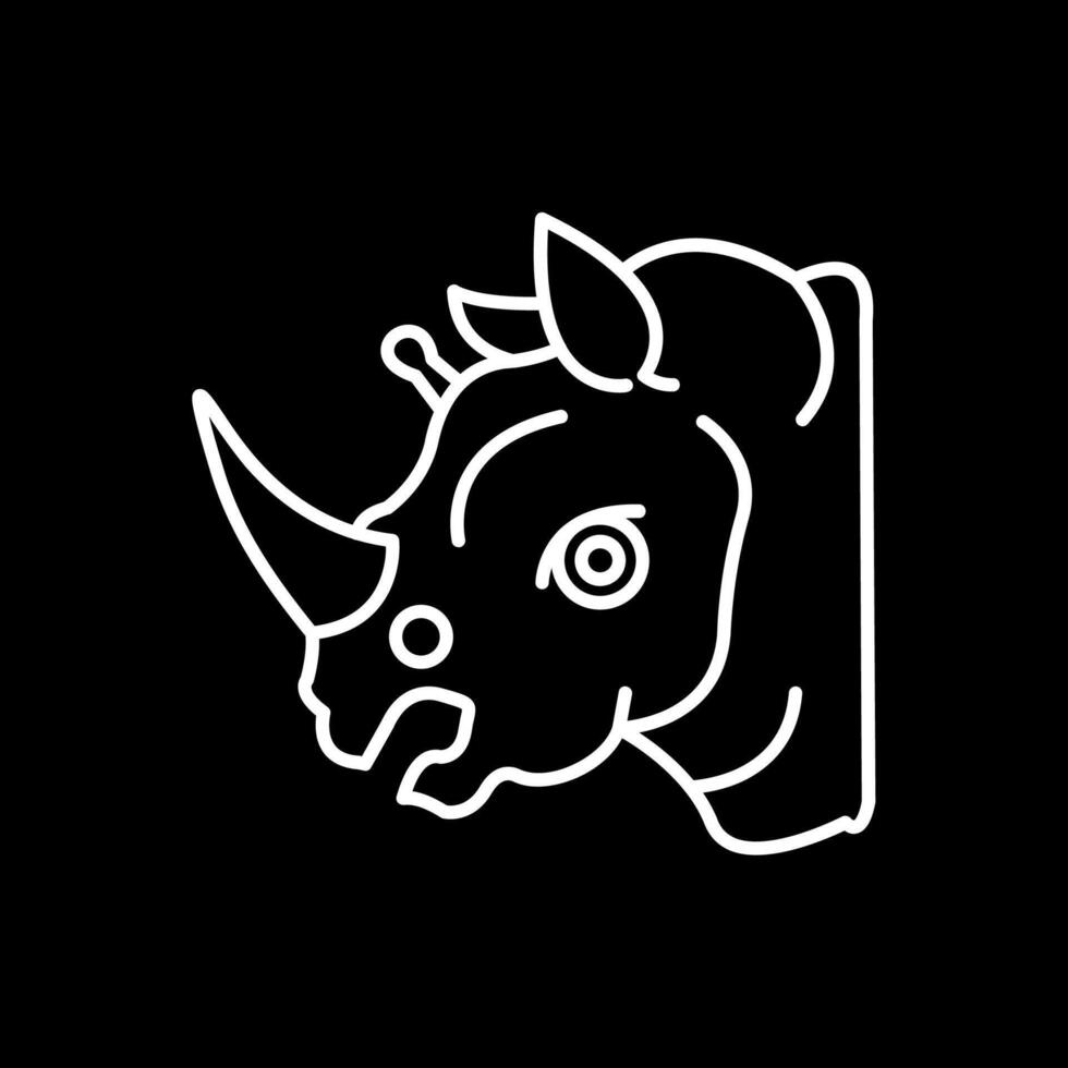 rinoceronte línea invertido icono vector