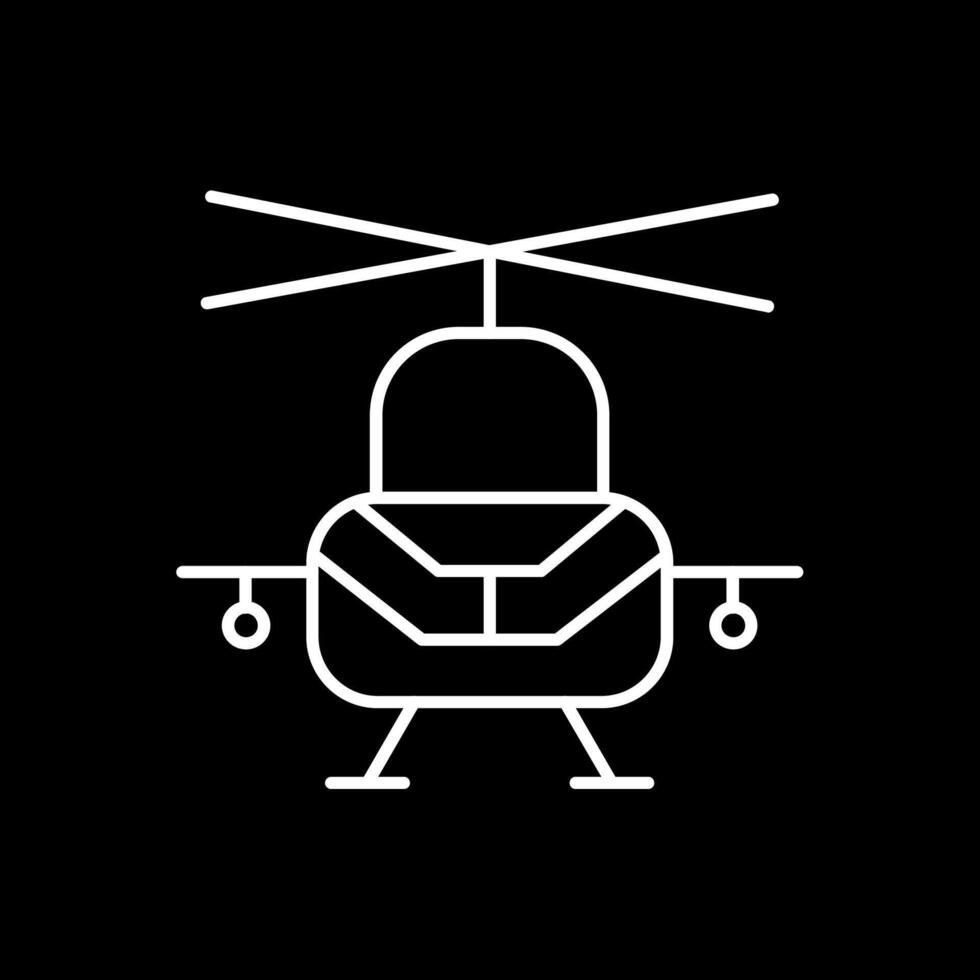 línea de helicóptero militar icono invertido vector