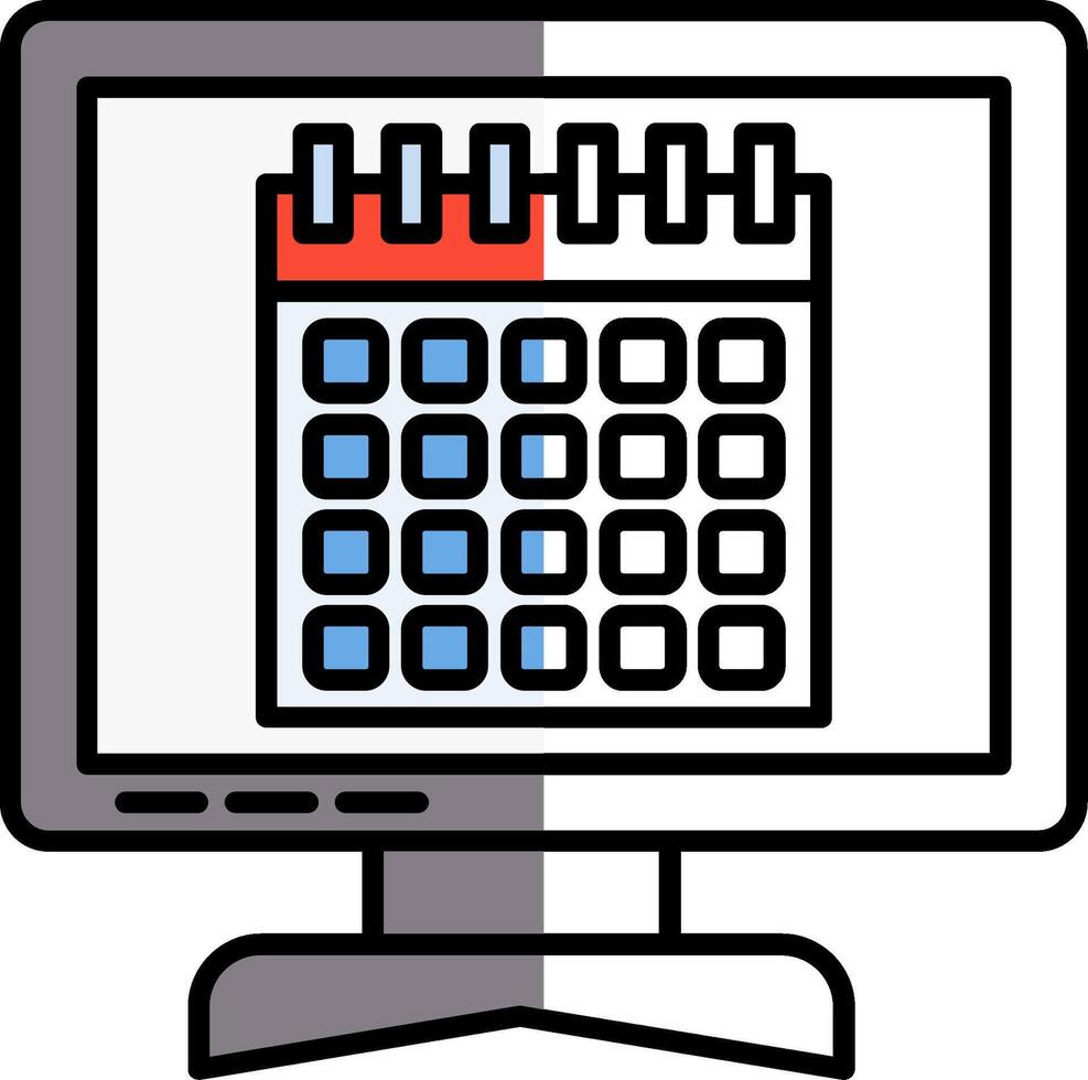 Calendar Filled Half Cut Icon vector