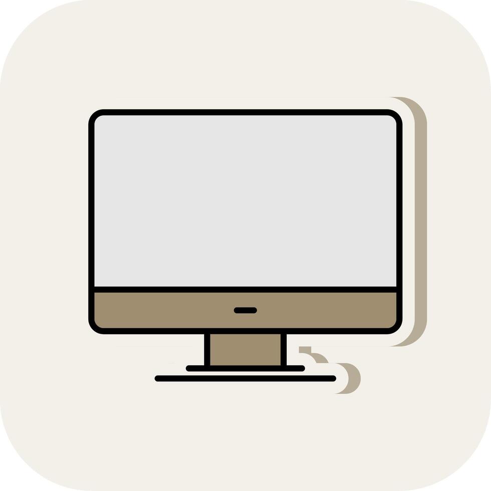 Personal computer Line Filled White Shadow Icon vector