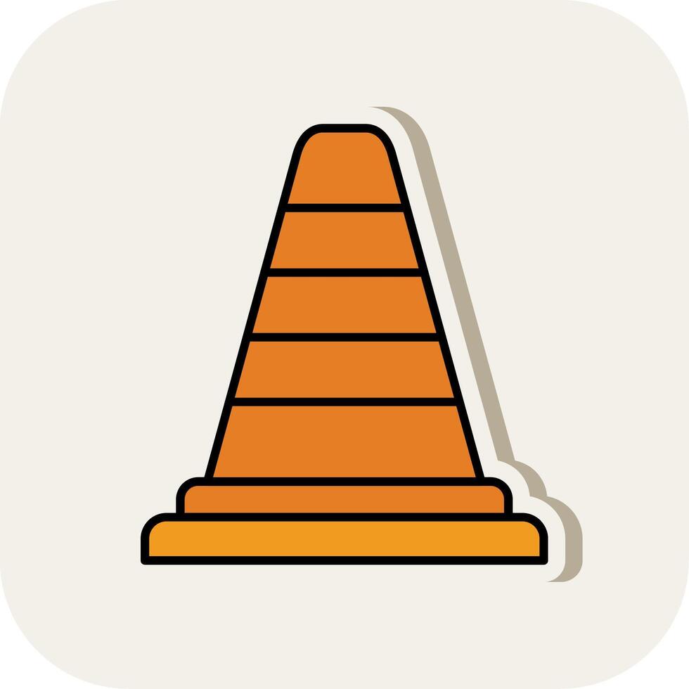 Traffic Cone Line Filled White Shadow Icon vector