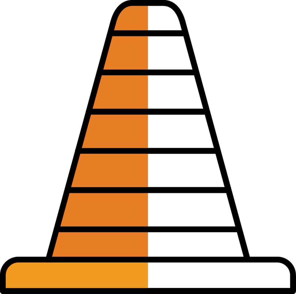 Traffic Cone Filled Half Cut Icon vector