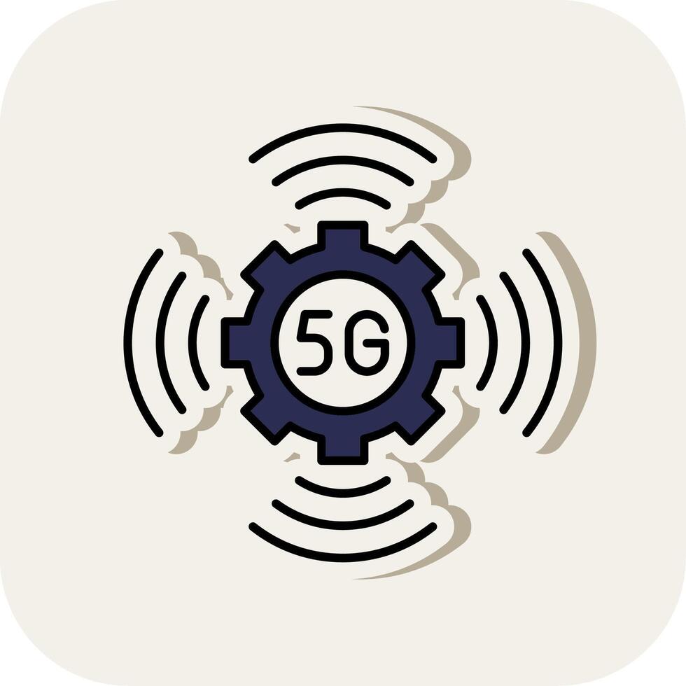 5G Line Filled White Shadow Icon vector