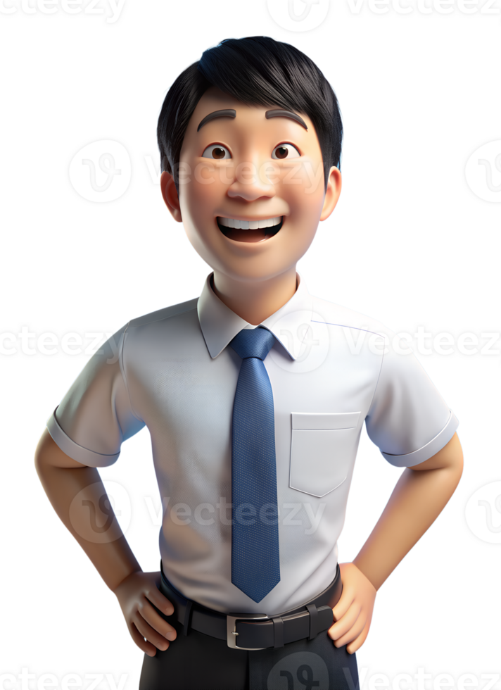 3d style of Portrait of Asian businessman, He has hips png