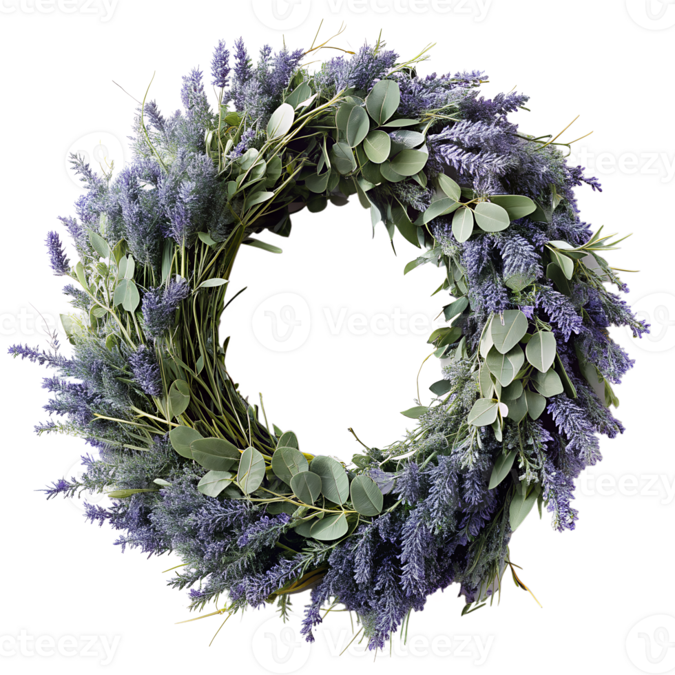 un' ghirlanda di secco lavanda e eucalipto le foglie png