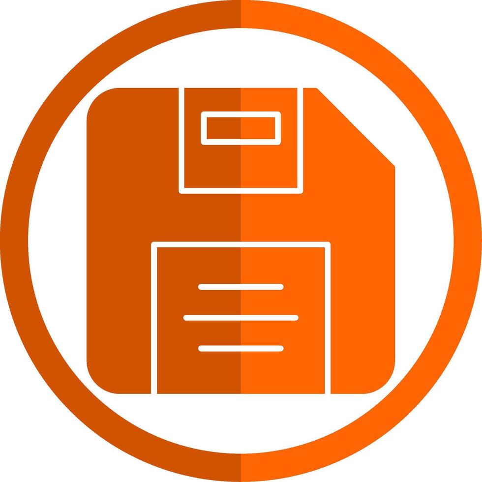 Diskette Glyph Orange Circle Icon vector