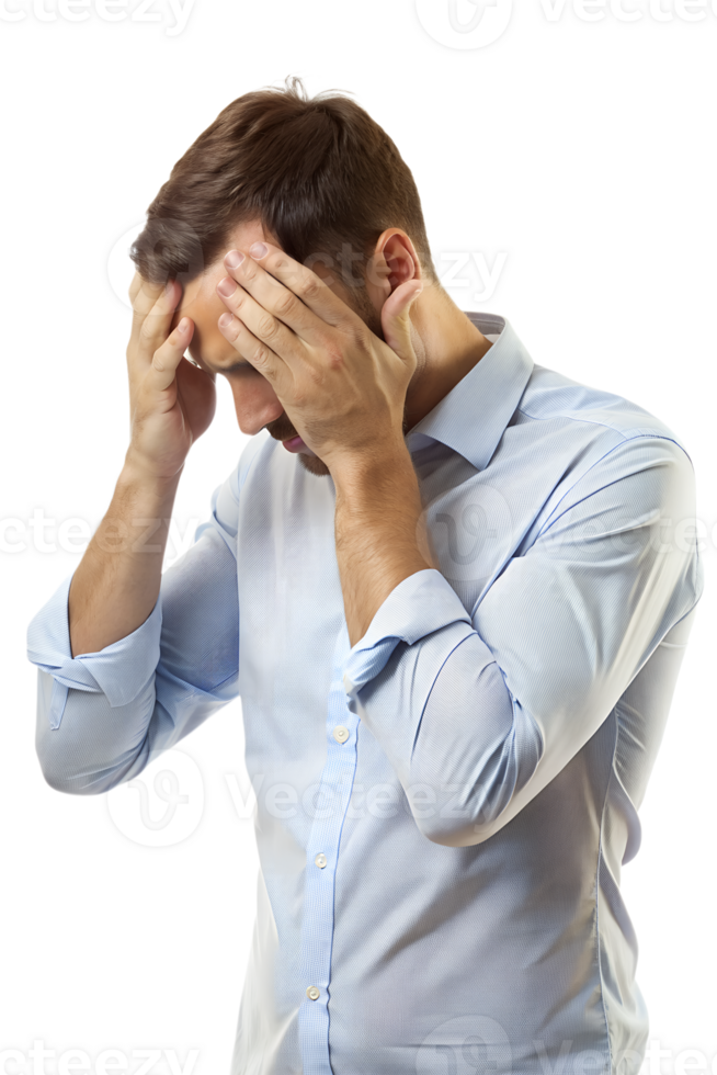 Illustration style 3d render of Man with headache isolated transparent background png
