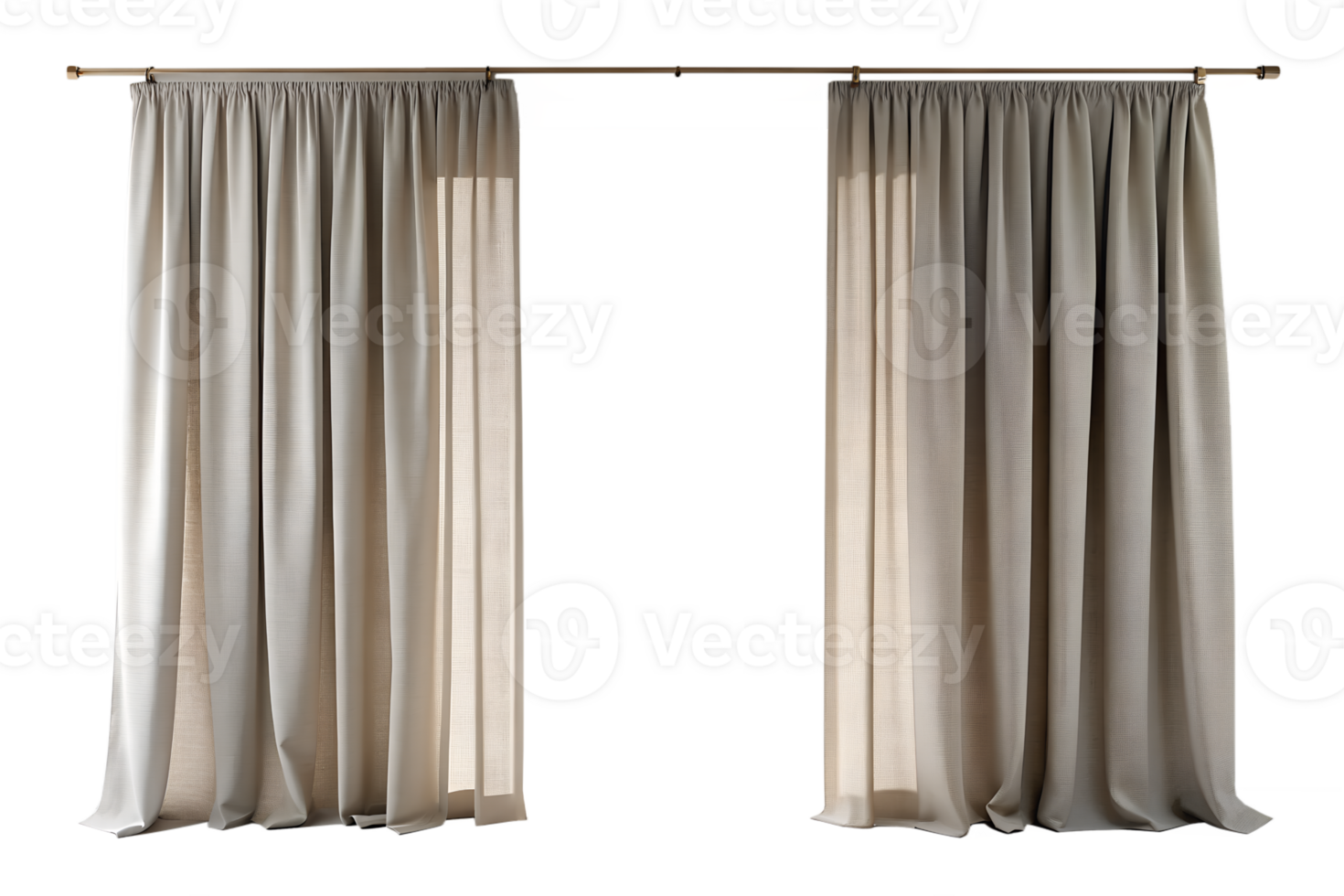 3d render style, minimalist curtains isolated on transparent background png