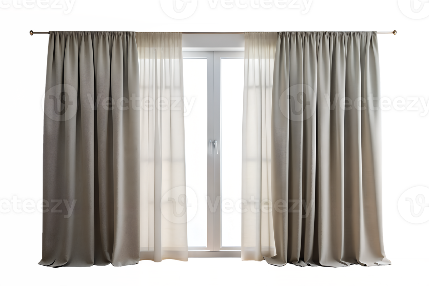 3d render style, minimalist curtains isolated on transparent background png