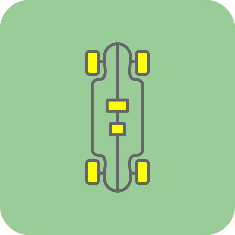 Longboard Filled Yellow Icon vector