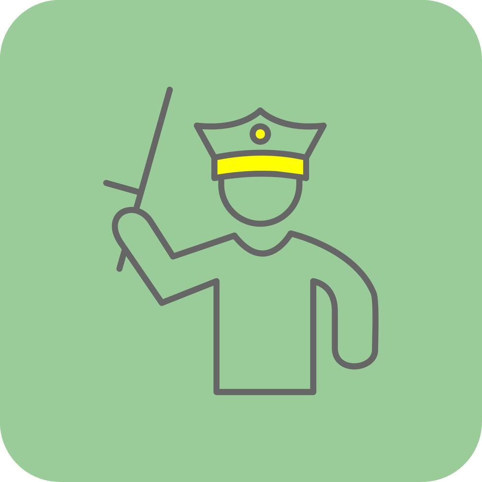 Policeman Holding Stick Filled Yellow Icon vector
