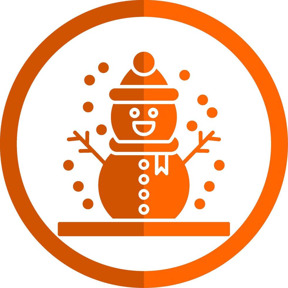 Snowman Glyph Orange Circle Icon vector