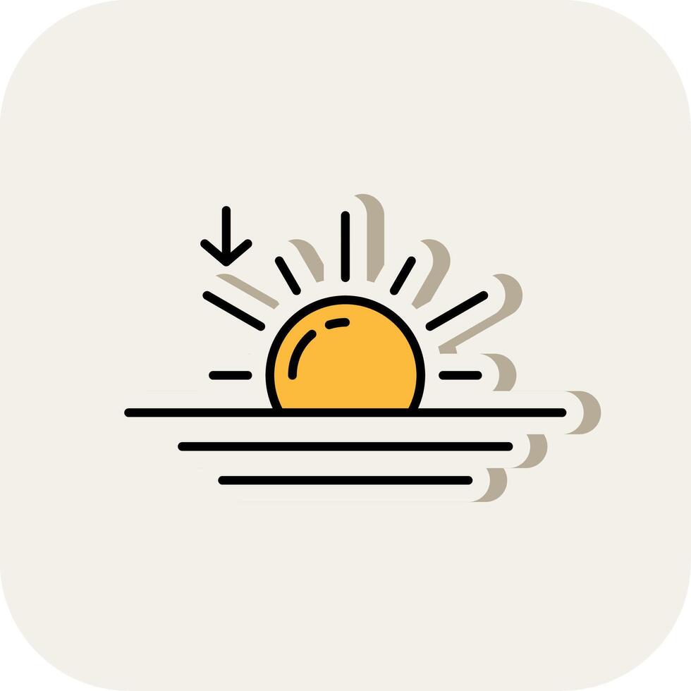 Sunset Line Filled White Shadow Icon vector