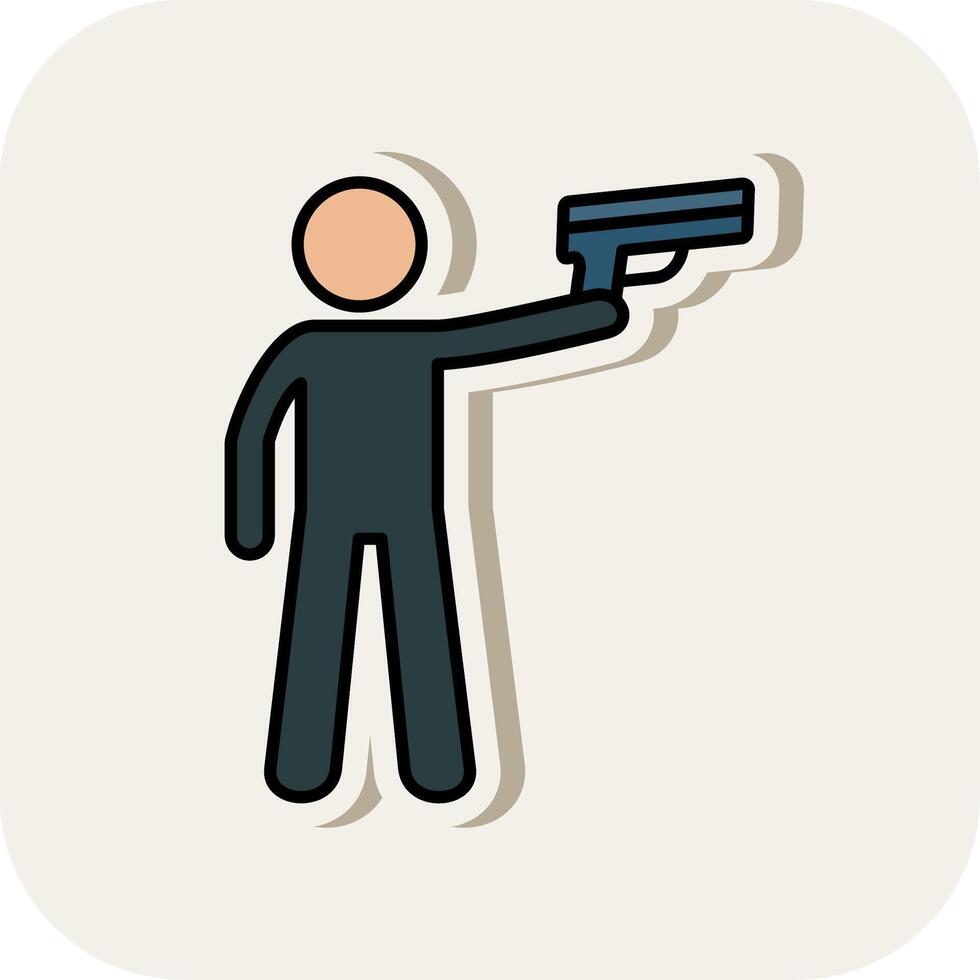 Policeman Holding Gun Line Filled White Shadow Icon vector