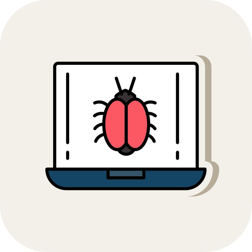 Bug Line Filled White Shadow Icon vector