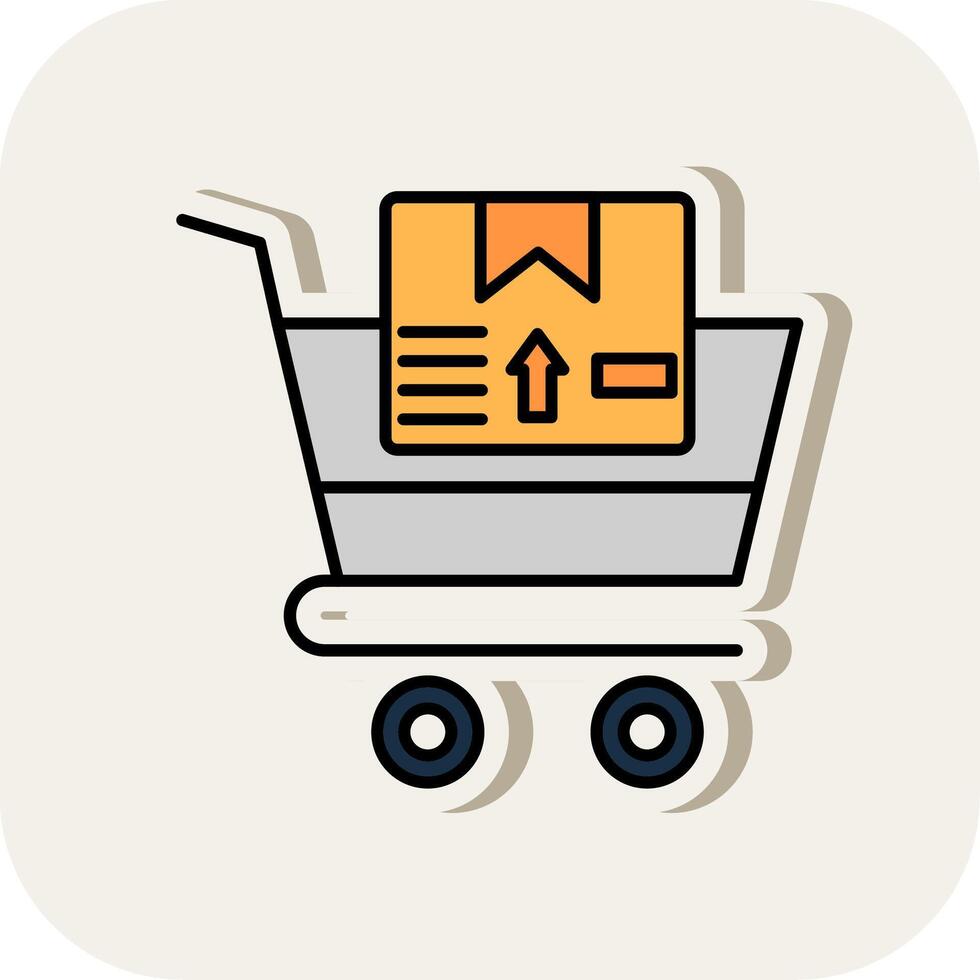 Shopping Cart Line Filled White Shadow Icon vector