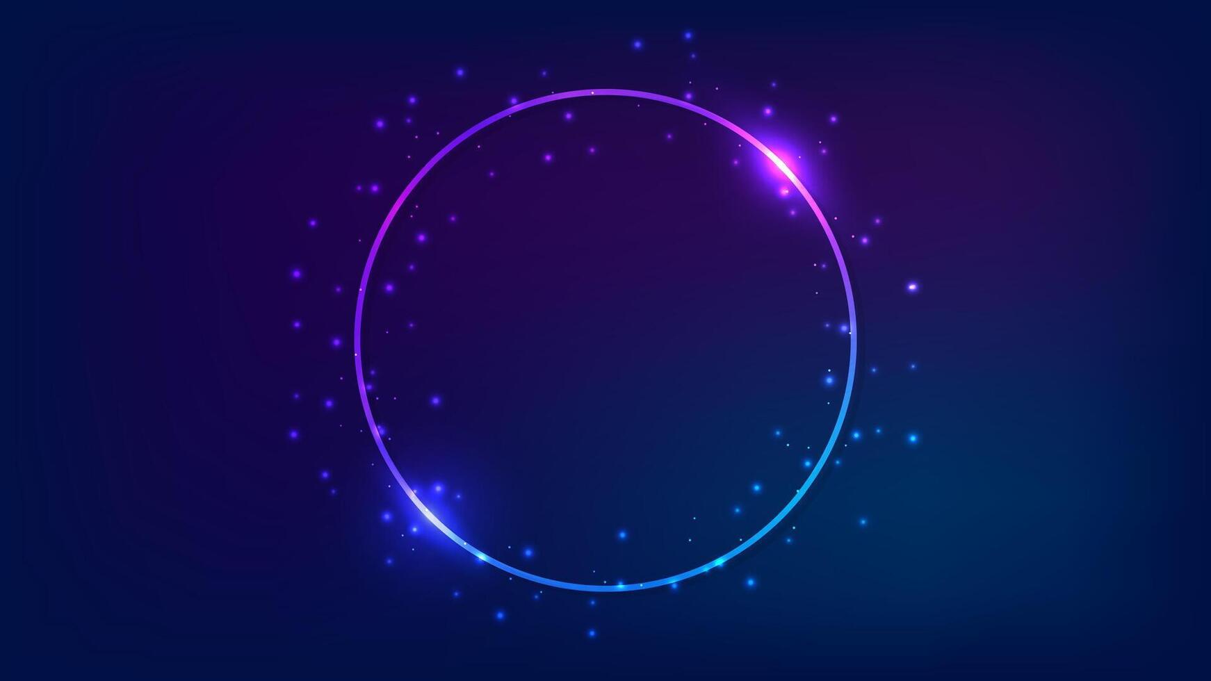 Neon round frame with shining effects vector