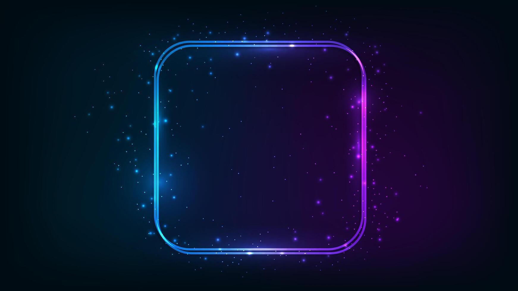 Neon double frame with shining effects vector