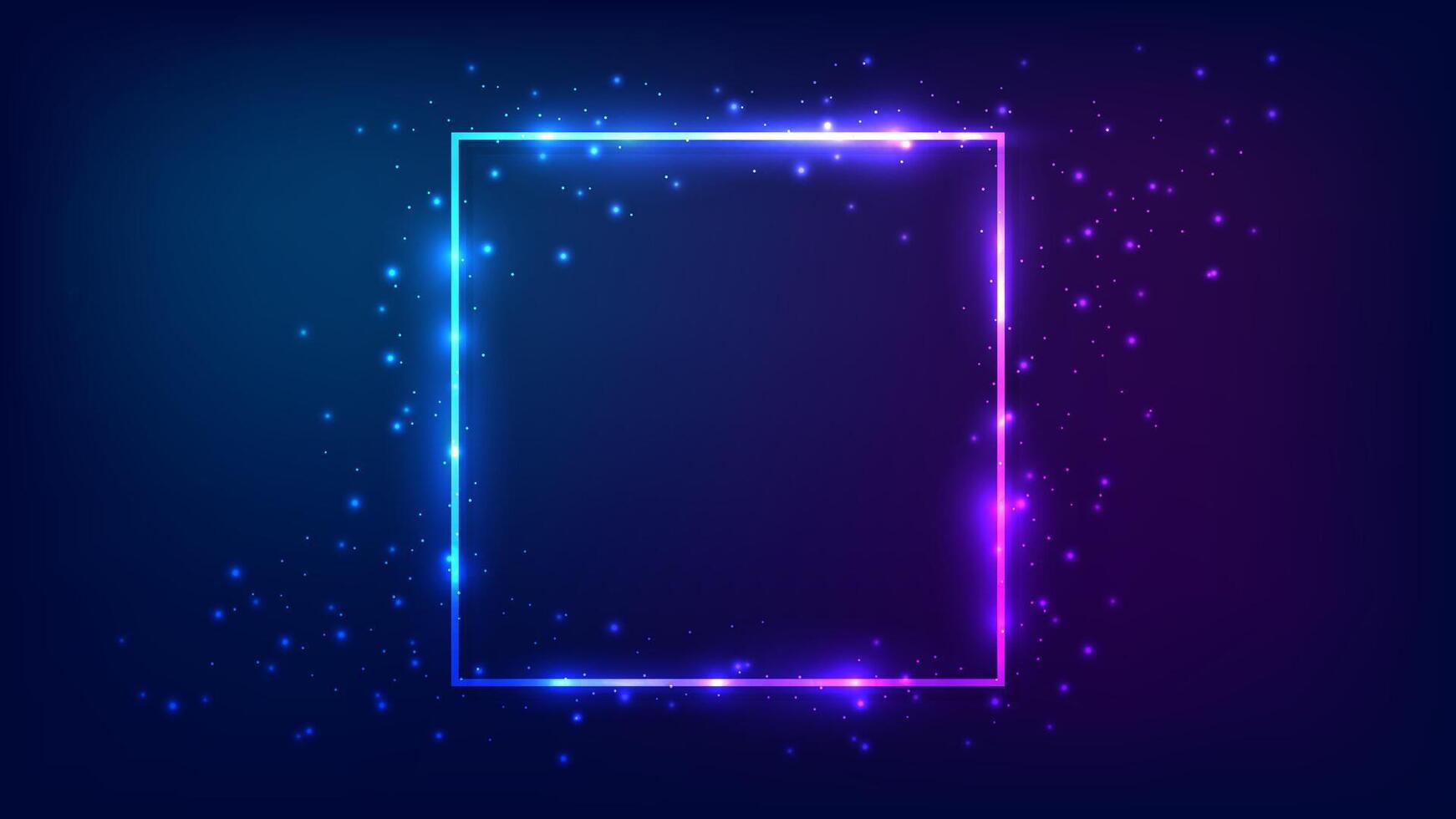 Neon square frame with shining effects vector