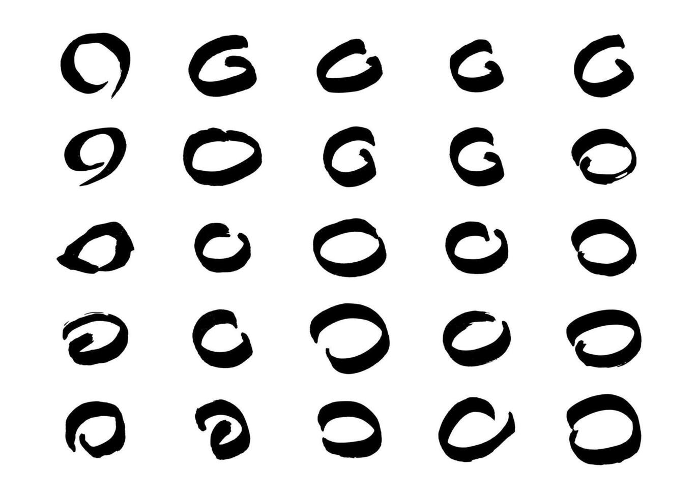 Black grunge brush strokes in circle form vector
